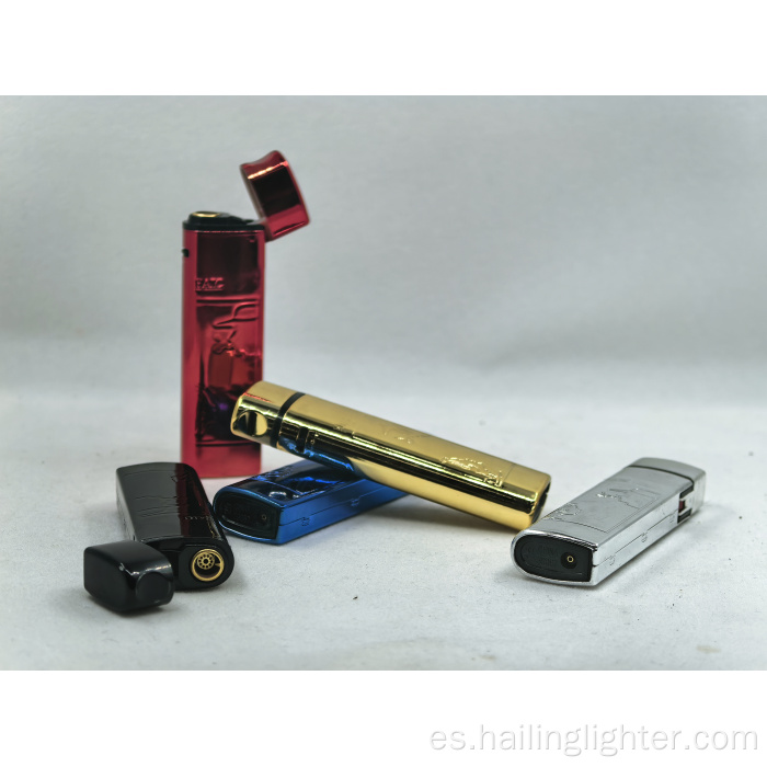 Encendedor de cigarrillos recargable eléctrico del butano de la antorcha del jet de la cubierta del metal